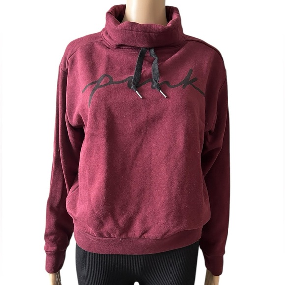 Pink by Victoria's Secret Maroon Mock Neck Sweatshirt XS - Picture 1 of 4
